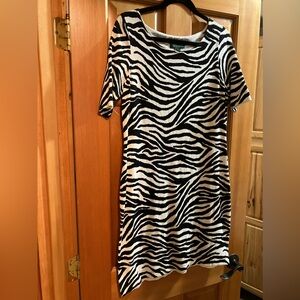 Lauren by Ralph Lauren short sleeve zebra dress size Large NWT